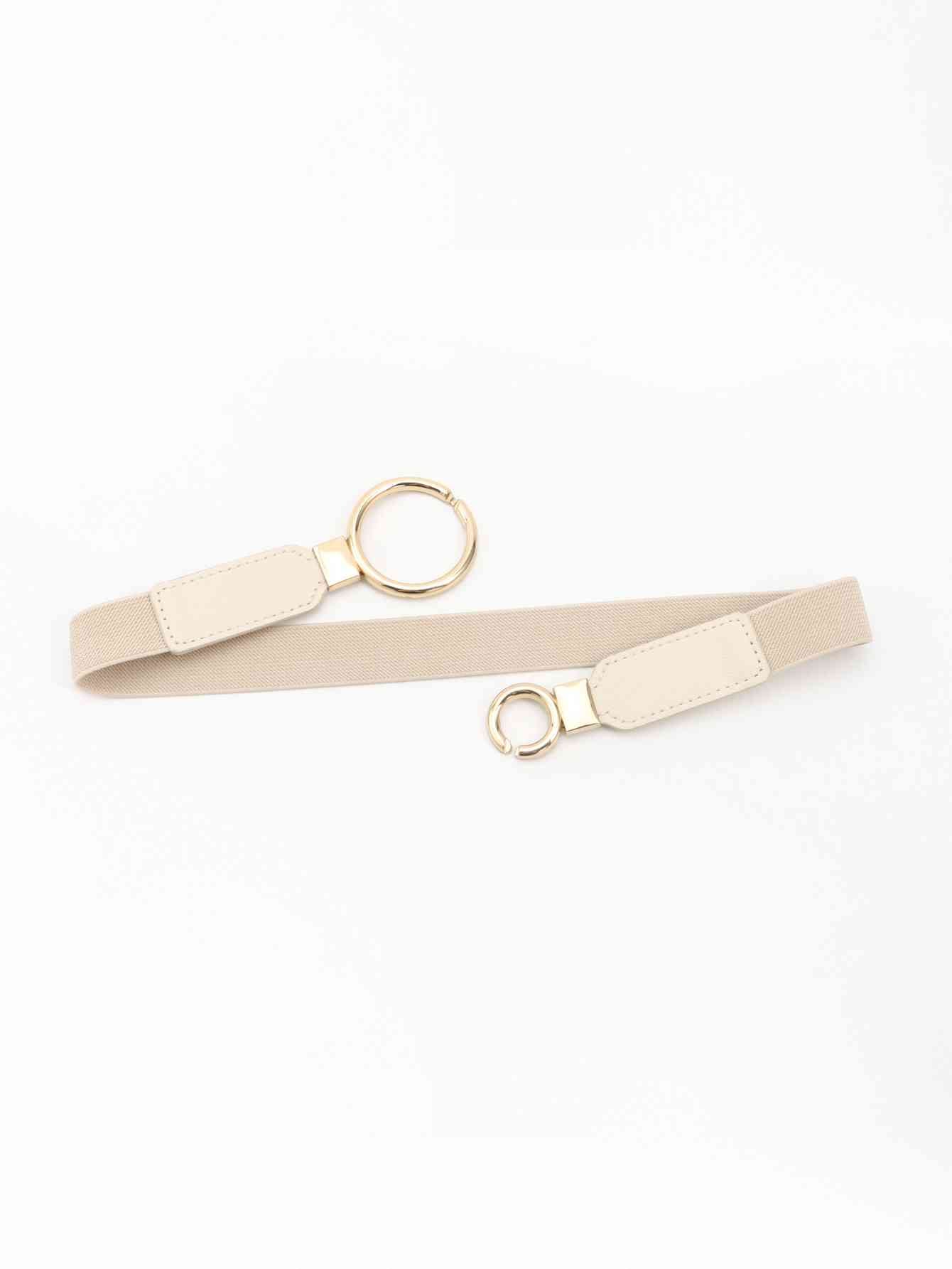 Double Ring Buckle Elastic PU Belt