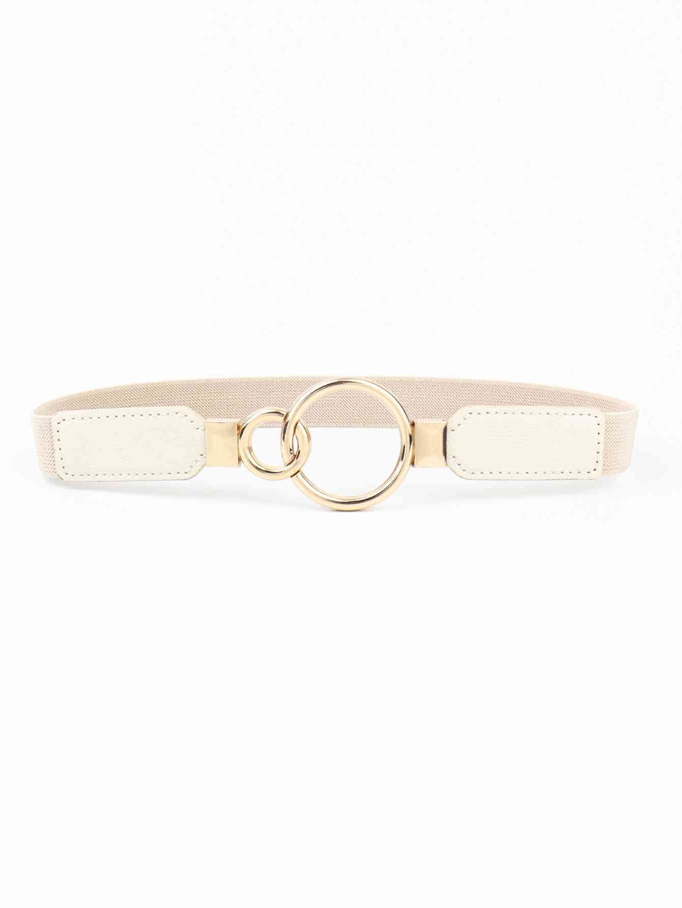 Double Ring Buckle Elastic PU Belt