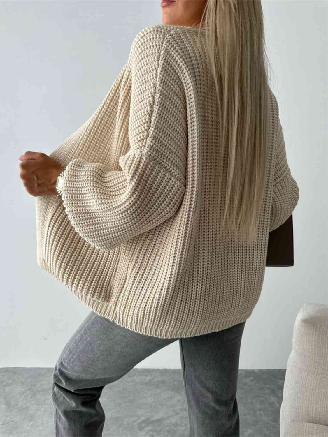 Open Front Dropped Shoulder Cardigan