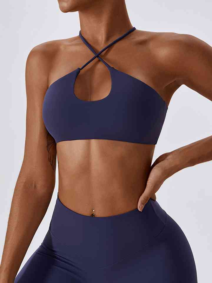 Cropped Halter Neck Sports Bra